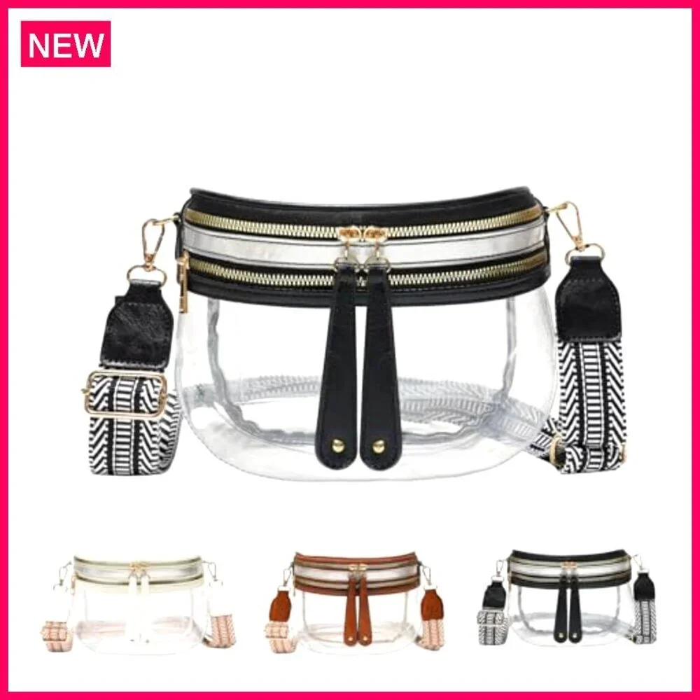 Clear Fanny Pack with Adjustable Straps, Stadium Approved PVC Bag